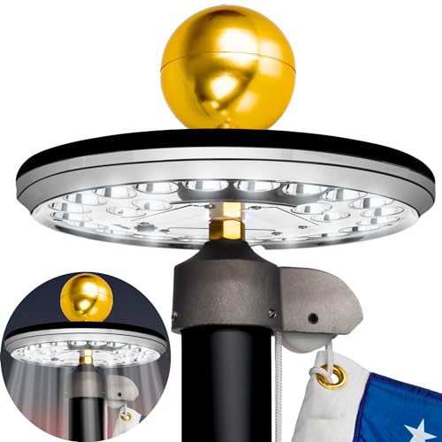 Flag Pole Light Solar Powered - 26 LED Solar Light for Flagpole - Light Up American Flag Outdoor with Solar Flag Pole Light from Dusk to Dawn for 12 Hours - 100% Coverage Silver Flag Light (Silver)