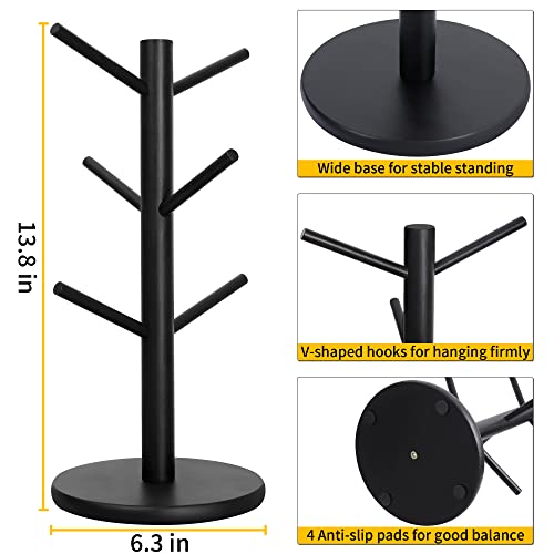 MyLifeUNIT Mug Holder Tree, Coffee Cup Holder with 6 Hooks (Black)