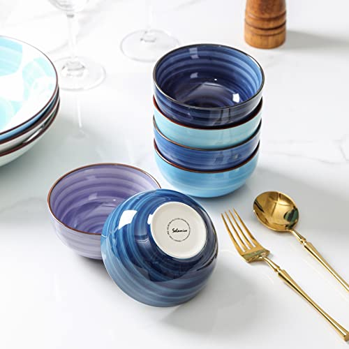 Selamica Ceramic Small Bowls, 4 OZ Dipping Bowls, 3.5 Inch Mini Bowls for Ice Cream Dips Side Dishes, Microwave Dishwasher Safe, Set of 6, Gradient Blue