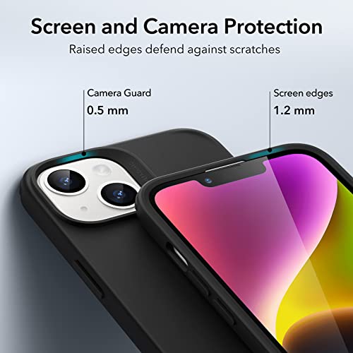 ESR for iPhone 15 Pro Case with MagSafe, Supports Magnetic Charging, Slim Liquid Silicone Case, Shock Absorbing, Screen and Camera Protection, Cloud Series, Black