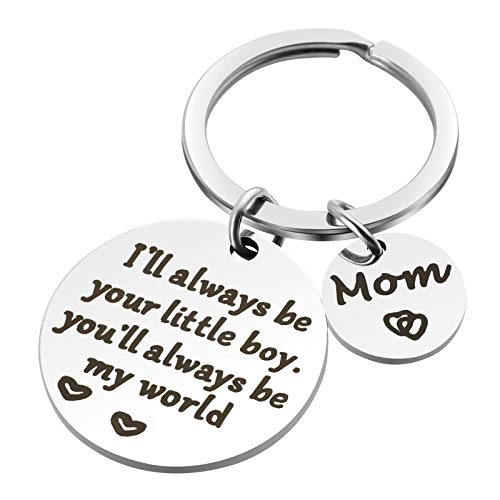 Mother’s Day Gifts from Son for Birthday, Double Side I'll Always Be Your Little Boy, You Will Always Be My World - Best Mom Ever Keychain for Valentine’s Day Christmas Gift