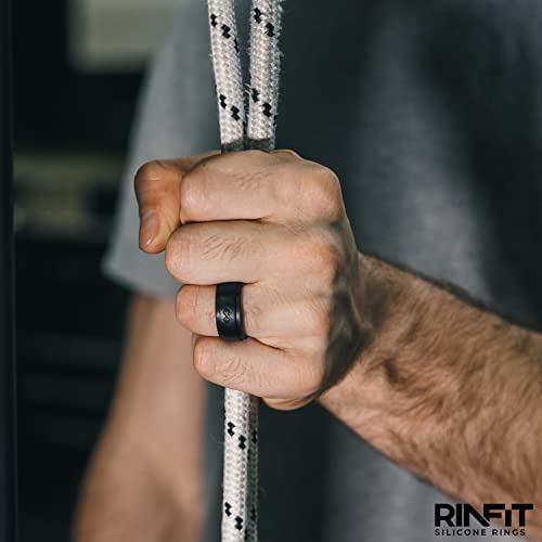 Rinfit Silicone Rings for Men - Mens Silicone Wedding Band - Infinity Silicone Ring Men - Rubber Wedding Rings - Patented Design - SetL, Size 8