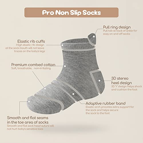 Aroveea Non Slip Grip Ankle Baby Socks 12 Pack for Toddler Boys and Girls Kids Socks,Infant Cute Cotton Baby Socks