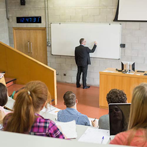 Ivation Large Digital Wall Clock - Big LED Digital Clock w/Large Display Shelf or Wall Mount (24 Inch - Blue) Battery Backup | 6 Brightness Levels | Remote, Mounting Holes & Hardware