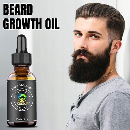 XIKEZAN Beard Kit - Includes Beard Wash, Serum (2 Pack), Oil, Balm, Comb, Brush, Scissors, Bag, E-Book - Ideal Stocking Stuffer Gifts for Men, Him,Boyfriend Husband,Dad