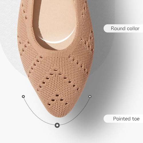Women’s Flats Shoes Dress Shoes for Women Ballet Flats Dressy Comfortable Pointed Toe Flats Foldable Flats(Beige.us8)