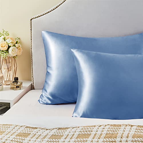 BEDELITE Satin Pillowcase for Hair and Skin, Super Soft and Cooling Similar to Silk Pillow Cases 2 Pack with Envelope Closure, Gift for Women Men(20"x30" Queen Size, Ivory)