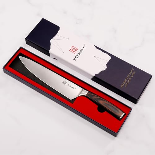 KEEMAKE Chef Knife 8 inch, Japanese Kitchen Knife with German High Carbon Stainless Steel 1.4116 Meat Knife, Gyuto Knife with Ergonomic Pakkawood Handle Knife for Kitchen Chopping Knife