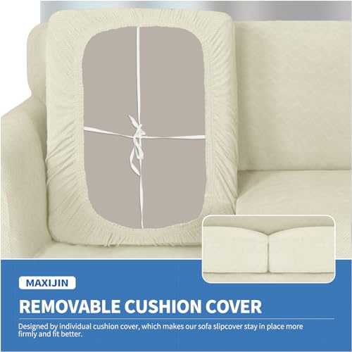 MAXIJIN 3 Piece Couch Covers for 2 Cushion Couch loveseat Cover, Stretch Love Seat Sofa Slipcovers for Dogs Pet, Thick Furniture Protector with 2 Seat Cushion (55"-69", Wine Red)
