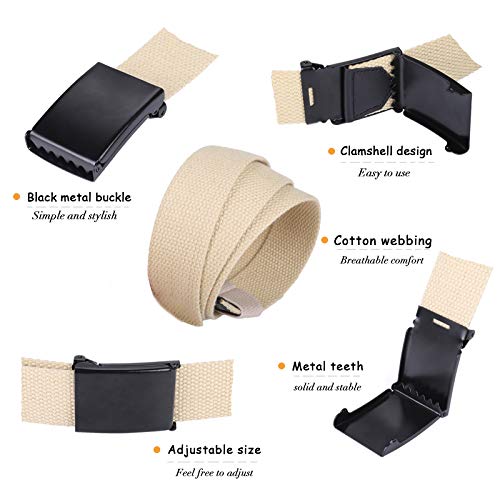 AWAYTR Boys Canvas Web Belts - 2PCS School Uniform Cotton Belt Adjustable in Four Sizes, Suitable for Girls（80cm,Brown/Black