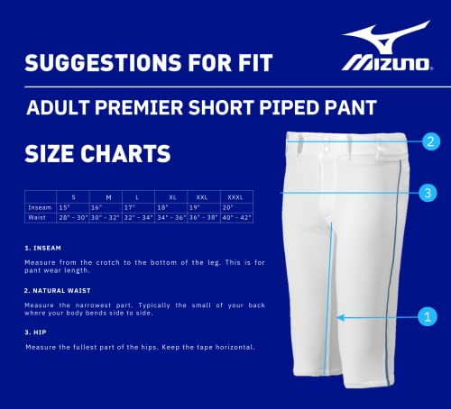 Mizuno mens Premier Short Piped Pant, Grey/Black, X-Small