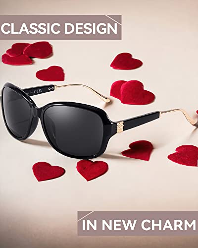 FIMILU Retro Polarized Sunglasses for Women, Vintage Classic Fashion Shades UV400 Trendy Sun Glasses for Driving, Traveling