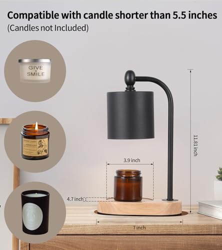 MEIXISUE Candle Warmer Lamp with Dimmer and Timer,Black Electric Candle Wax Melt Warmer with 2 Bulbs Home Decor for Women Gifts New Home Jar Candles