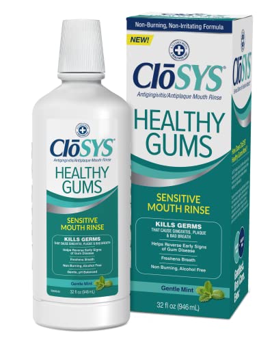 Closys Healthy Gums Mouthwash, Antiplaque and Antigingivitis for Gum Health, Non-Burning, Non-Irritating – 32 Fl Oz (Twin Pack)