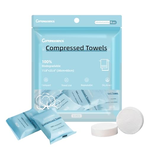 Cottonessence Compressed Towels Tablets 30 PCS 2.0, Disposable Compressed Face Towels, Compressed Hand Wipe, Camping Towel, Portable Compressed Coin Tissue for Travel, Home, Outdoor Activities