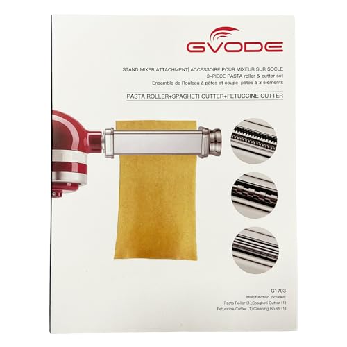 Pasta Attachment for KitchenAid Stand Mixer Included Pasta Sheet Roller, Spaghetti Cutter and Fettuccine Cutter Pasta Maker Stainless Steel Accessories 3Pcs by Gvode