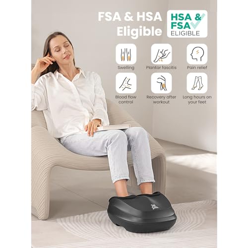 BOB AND BRAD Lite Foot Massager with Heat and Remote-FSA&HSA Eligible, Shiatsu Deep Kneading, Electric Feet Massager Machine Delivers Relief for Tired Muscles and Plantar Fasciitis，for Men Size 12