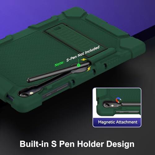 MARIWIVI Case for Samsung Galaxy Tab S9 FE 5G 10.9 Inch/Galaxy Tab S9 11 inch 2023, Shockproof Protective Case for Galaxy Tab S9/S9 FE with S Pen Holder & Multi-Angle Viewing Kickstand(AlpGreen+Black)