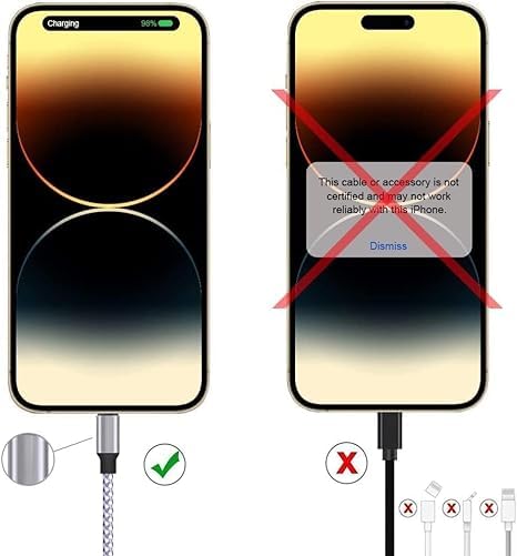 DAZHWA iPhone Charger 3pack 6ft MFi Certified Best New Nylon Braided Lightning Cable Cell Phone Fast Charger Cord Compatible with iPhone14/13/12/11Pro Max/XS/XR/X/8/7/6/5/SE/iPad More
