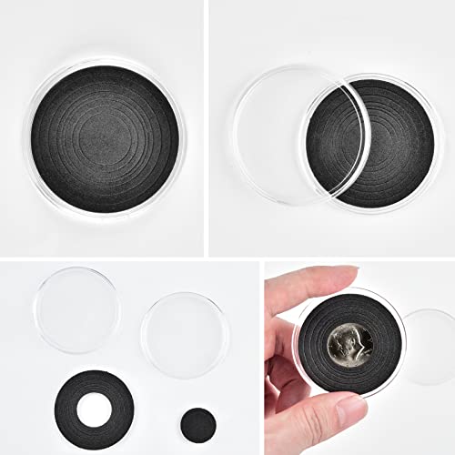 PAIYULE 96 Pieces 46mm Coin Capsules, with Foam Gasket and Plastic Storage Organizer Box, 6 Sizes (20/25/27/30/38/46mm) Coins Collector Case Holder for Coin Collection Supplies(Black)