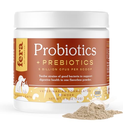 Fera Pets Postbiotics Plus for Dogs– Vet Created Dog Prebiotics & Postbiotics Supplement for Your Pet’s Digestive Health & Immune Support – 120 Scoops