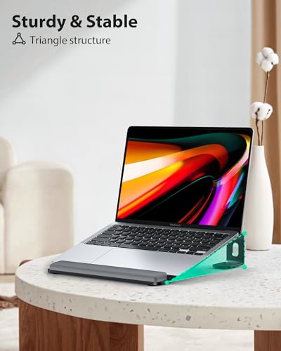 NTMY Laptop Stand for Desk,Laptop Stand with Wrist Support,Computer Stand for Laptop,Ventilated Ergonomic Laptop Stand with Wrist Pad,Stand for Laptop on Desk for MacBook/HP/Dell/Acer/Lenovo (Black)