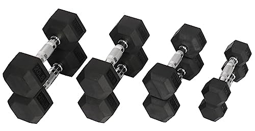 Fitvids Rubber Encased Hex Dumbbell, 45LB Single