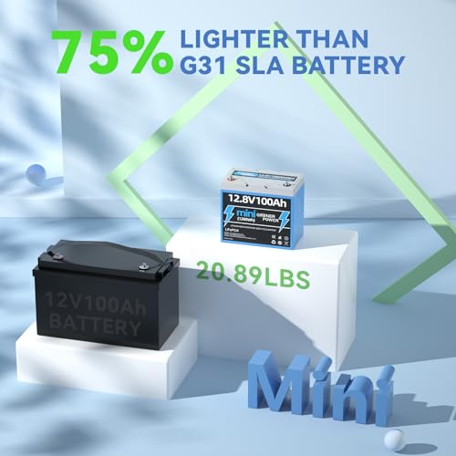 GrenerPower 12.8V100Ah LiFePO4 Battery, Fit with BCI G24 Size, Built-in 100A BMS, 1280Wh Energy for 30-70lbs Trolling Motor, Up to 4P4S-24V/36V/48V Lithium Battery for RVs, Camping, Solar Home Use