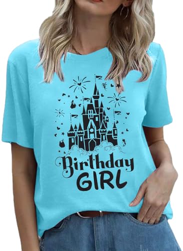 Birthday Shirt Women Magical Tshirt Cute Birthday Party Shirts Magic Kingdom Short Sleeve Tee Top Grey