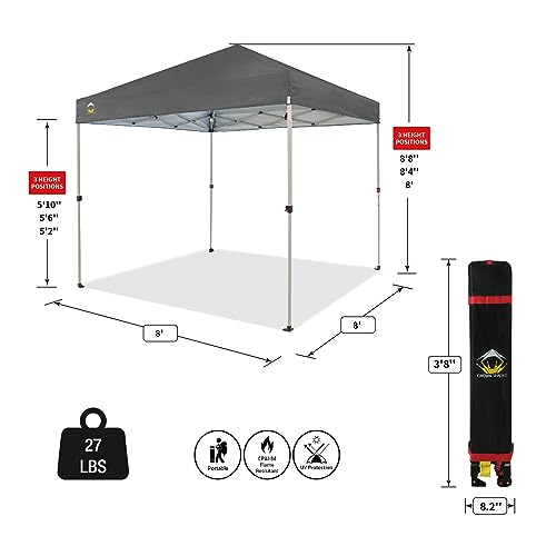 Crown Shades 10x10 Pop Up Canopy - Beach Tent with One Push Setup - Outdoor Sun Shade for Events, Parties, Camping - STO-N-Go Cover Bag, Silver Coated Top, 3 Height& 4 Sand Bags, Sky Blue Stripes