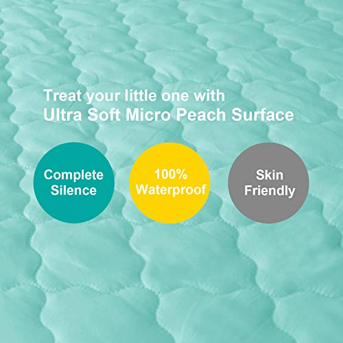 Mini Crib Mattress Protector Sheets Fitted Waterproof Mini Crib Mattress Pad Cover, Noiseless & Machine Wash 100% Absorbent Mini Crib Mattress Protector Sheet Quilted, Gray, 38" x 24"