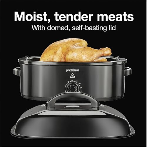 Proctor Silex 24-Pound Electric Roaster Oven with Variable Temperature Control, Self-Basting Lid & Removable Pan, 18 Quart, Black (32211)