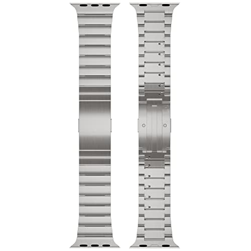 LDFAS Compatible for Apple Watch Ultra 2 Band 49mm,Series 10 46mm Titanium Metal Watch Strap with Hidden Curved Buckle Compatible for Apple Watch 9 45mm Band, Silver Gray