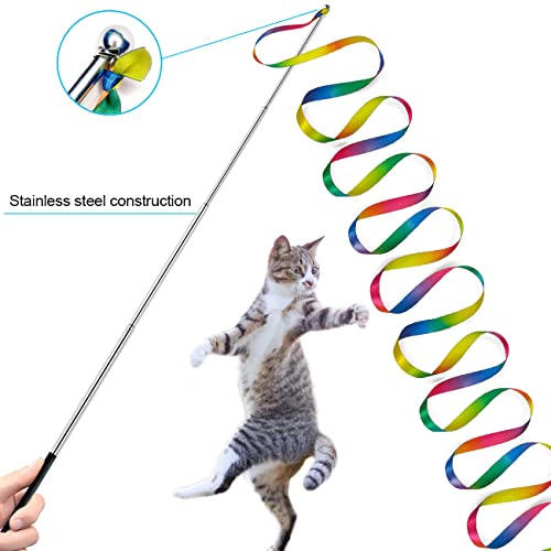 ZPH Cat Toys,Interactive Feather Variety Pack for Cats Wand Kitten Toy-Includ Cat Exercise Toy Fluffy Mouse Worms&Fish