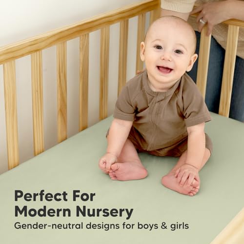 2-Pack Waterproof Crib Sheets for Boys, Girls - Viscose Derived from Bamboo Crib Sheets Neutral, Crib Mattress Protector Sheet, Soft Toddler Bed Sheets, Fitted Baby Crib Sheets Girl, Boy (Soft White)