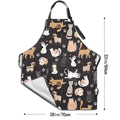 Sweetshow Funny Pets Cat Apron with 2 Pockets and Adjustable Neck Waterproof Stain Resistant Cooking Kitchen Bib Aprons for Women Men Unisex