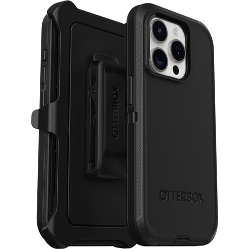 OtterBox Defender Case for iPhone 15 Pro, Shockproof, Drop Proof, Ultra-Rugged, Protective Case, 5X Tested to Military Standard, Black