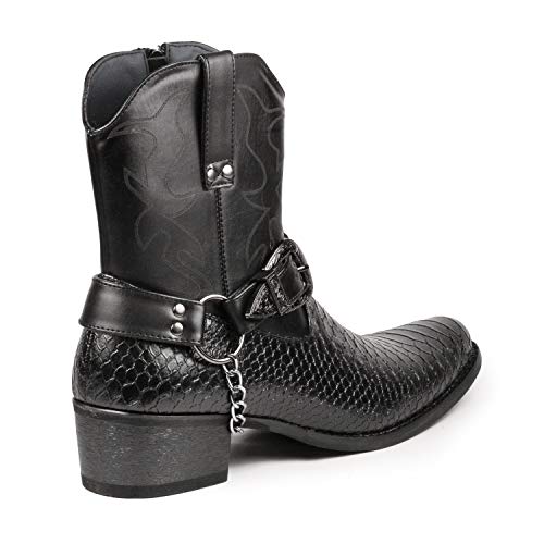 Metrocharm Diego-01 Men's Belt Buckle Chain Strap Western Cowboy Boots (13, Brown)