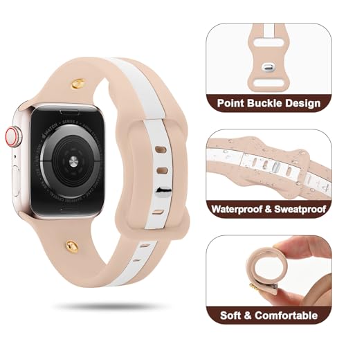 Silicone Strap for Apple Watch Band 44mm 45mm 42mm, Stylish Bracelet with Cute Rose Gold Bee Charms for iWatch Series 10 9 8 7 6 5 4 3 SE, Designer Sport Wristbands for Apple Watch Bands Women Pink