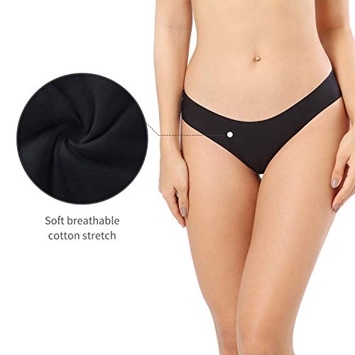 SHARICCA Women No Show Seamless Underwear Thong Invisible Soft Panties Multi Pack, S, 6P12