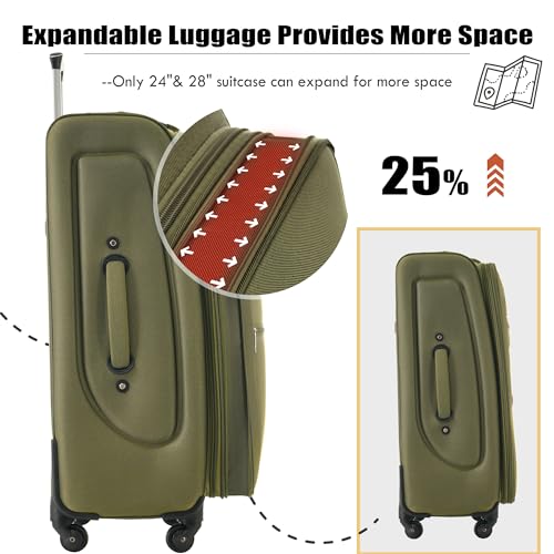 Merax Luggage Set, Softside Suitcase 3 Piece, Expandable Lightweight Luggage Sets with Duffel Bag 22" 26" 30" Suitcase with Wheels TSA Lock,Orange