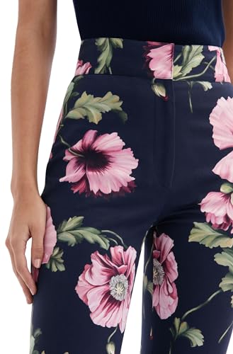 Oscar de la Renta, Poppy Cotton Twill Pant, Navy/Pink, 16