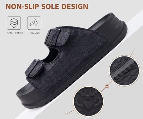 KuaiLu Womens Sandals with Arch Support Comfortable Slippers Orthopedic Cushion Recovery Slides Summer Fashion Leather Buckle Casual Plantar Fasciitis Shoes for Indoor&Outdoor Size Brown 6