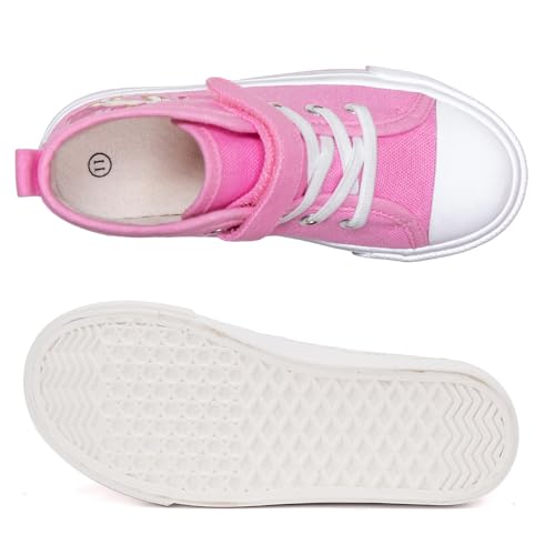 HugRain Kids Girls Sneakers Walking Shoes Bowknot Pearl Ribbon Lace Up Adorable Sparkle Glimmer Glitter Lightweight High Top Classic Non-Slip Outdoor Purple Size 13