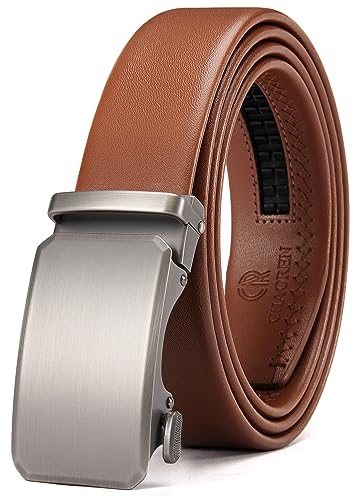 CHAOREN Leather Ratchet Belt for men 1 3/8" for Dress Pants - Micro Adjustable Belt Fit Everywhere