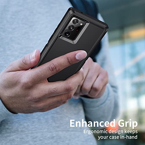 RegSun for Galaxy Note 20 Ultra Case,Shockproof 3-Layer Full Body Protection [Without Screen Protector] Rugged Heavy Duty High Impact Hard Cover Case for Galaxy Note 20 Ultra,Black