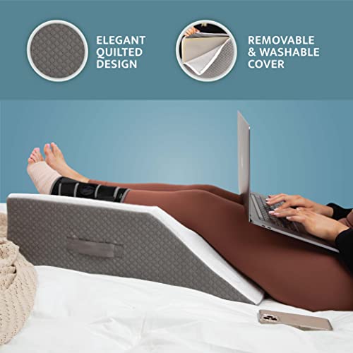 Kӧlbs Single Or Double Leg Elevation Pillow | Post Surgery Leg Pillow | Stylish Chic Jacquard Cover | Ankle Knee and Leg Support Pillow for Injury After Surgery (Adjustable)