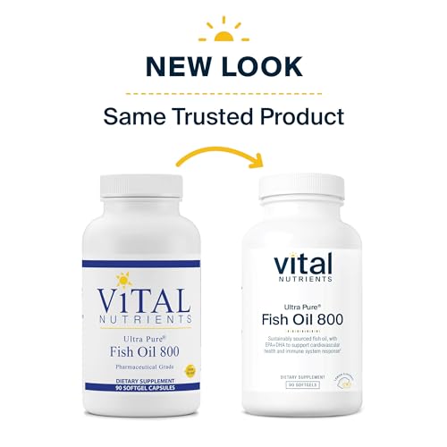 Vital Nutrients Ultra Pure® Fish Oil 800 | Supports Heart, Brain, & Immune Health* | Sustainably Sourced High EPA & DHA Omega-3 Fatty Acid | Lemon Flavor | Gluten, Dairy, Soy Free | 90 Softgels