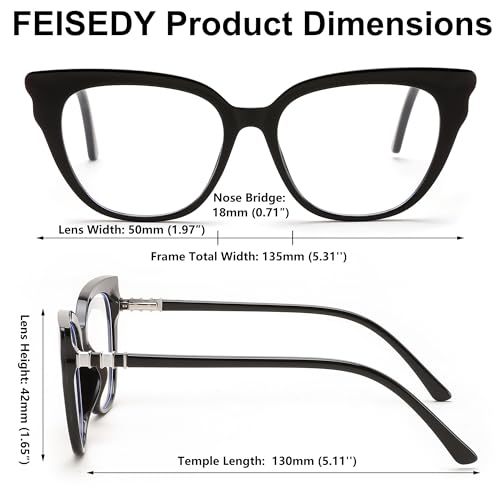 FEISEDY Cat Eye Blue Light Blocking Glasses for Women Anti Eyestrain & UV B0182