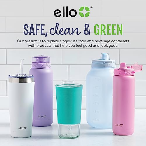 Ello Syndicate Glass Water Bottle with One-Touch Flip Lid, Grey , 20-ounce